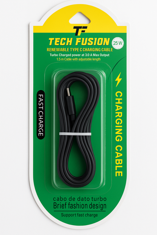 Renewable/Adjustable 1.5 m Fast Charging Cable For Type-C Compatible Devices